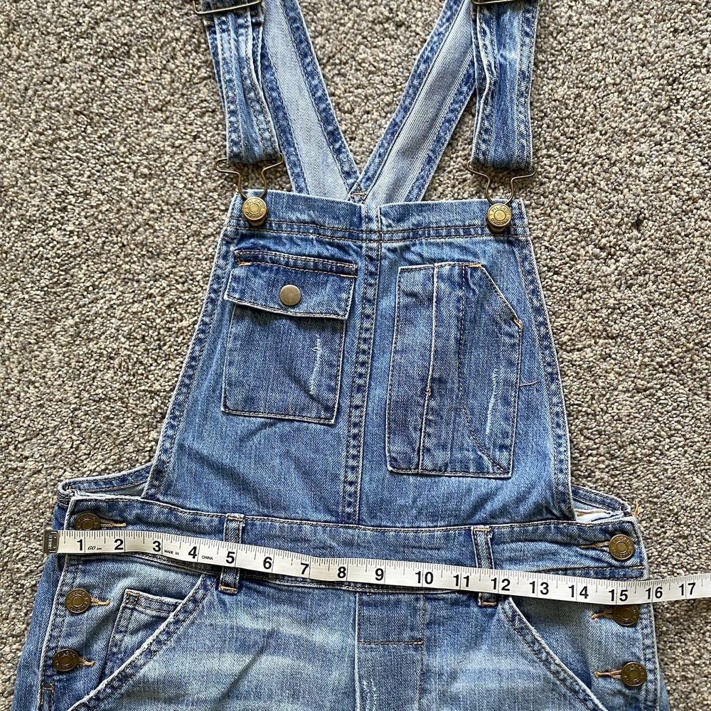 Pilcro Anthropologie Denim Overalls Size 25 Blue Relaxed Raw Hem Distressed - Picture 5 of 12
